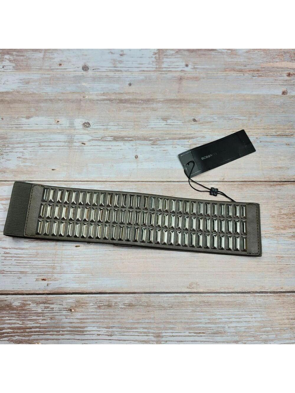 BCBG Max Azria Studded Stretch Belt XS Metallic Wide Waist Belt NWT